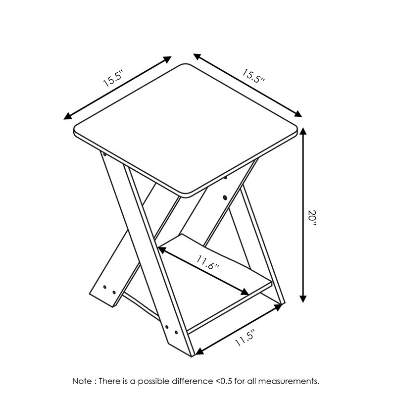Pemberly Row Engineered Wood Criss-Crossed End Table in Oak Gray/Black