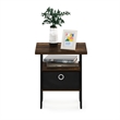 Pemberly Row End Table Nightstand with Bin Drawer in Amber Pine/Black