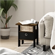Pemberly Row End Table Nightstand with Bin Drawer in Amber Pine/Black