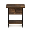 Pemberly Row End Table/ Night Stand Shelf with Bin Drawer in Amber Pine/Black