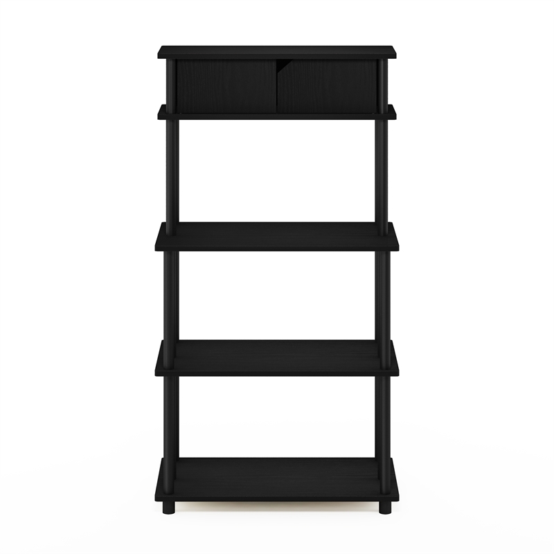 Pemberly Row Turn-N-Tube Kitchen Shelf with Top Cabinet in Americano/Black