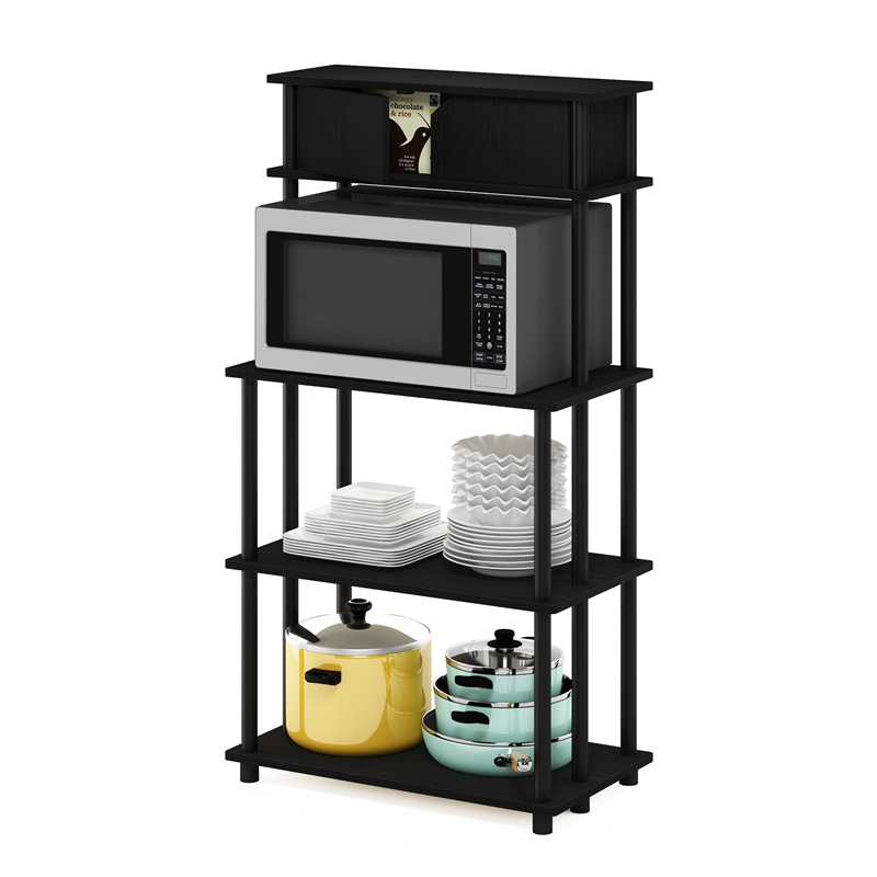 Pemberly Row Turn-N-Tube Kitchen Shelf with Top Cabinet in Americano/Black