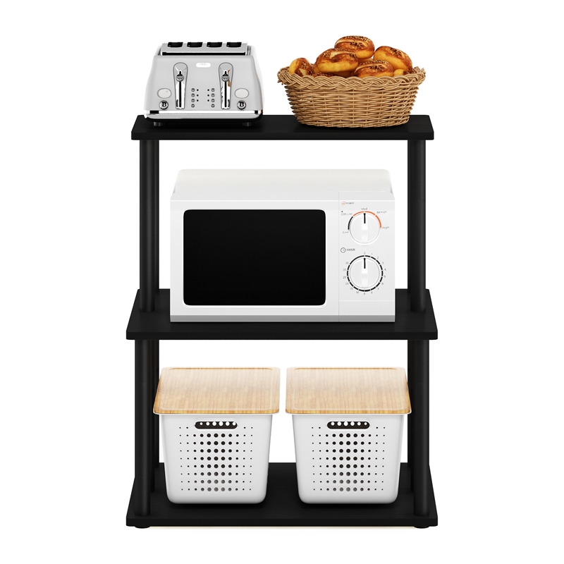 Pemberly Row Turn-N-Tube 3-Tier Kitchen Storage Shelf in Americano/Black