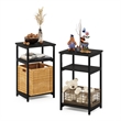 Pemberly Row 3-Tier Industrial Metal Frame End Table with Storage Espresso