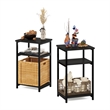 Pemberly Row 3-Tier Industrial Metal Frame End Table with Storage Espresso