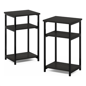 Pemberly Row 3-Tier Industrial Metal Frame End Table with Storage Espresso