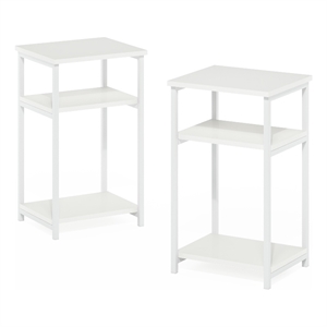 Pemberly Row 3-Tier Industrial Metal Frame End Table with Storage White