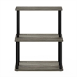 Pemberly Row Turn-N-Tube 3-Tier Toolless Kitchen Shelf in French Oak Gray/Black