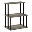 Pemberly Row Turn-N-Tube 3-Tier Toolless Kitchen Shelf in French Oak Gray/Black
