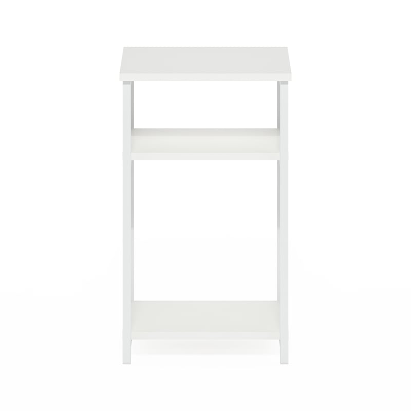 Pemberly Row 3-Tier Industrial Metal Frame End Table with Storage White