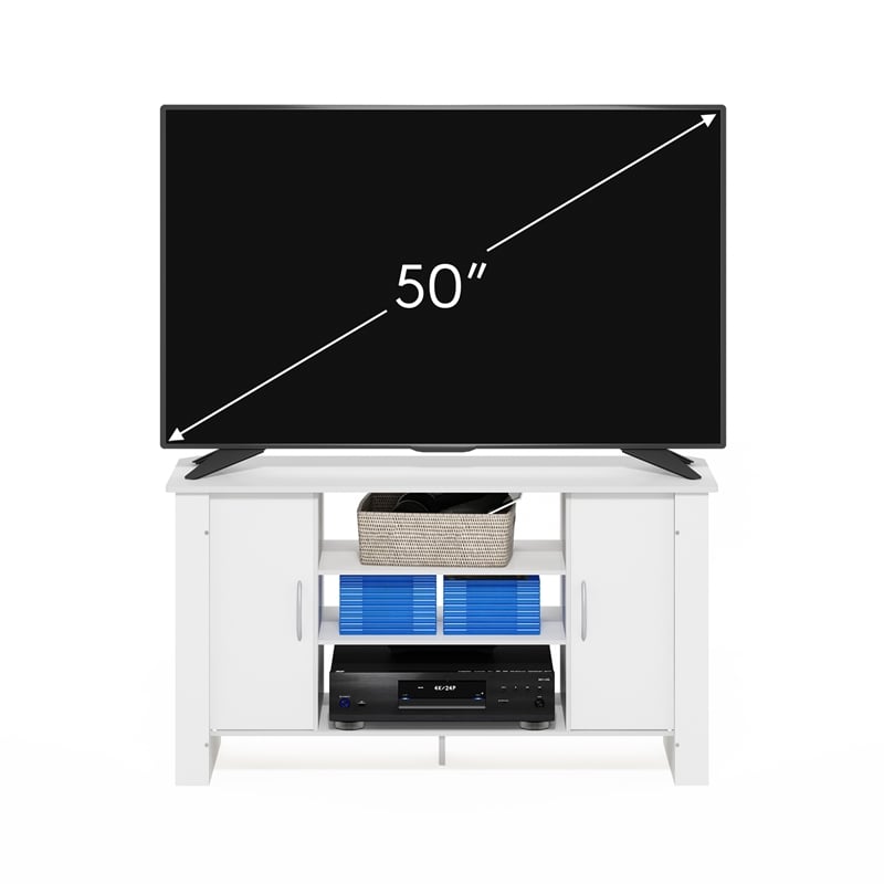 Pemberly Row Contemporary TV Stand Entertainment Center in White