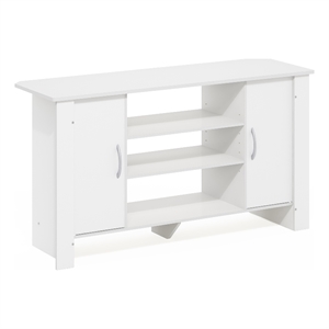 Pemberly Row Contemporary TV Stand Entertainment Center in White