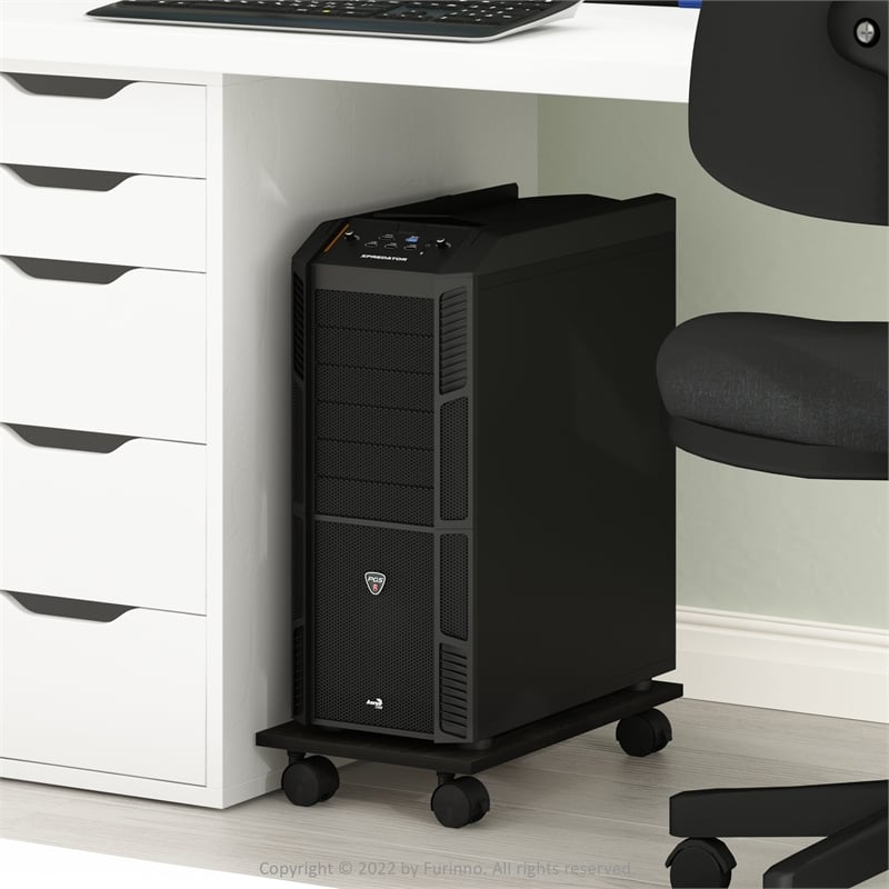 Pemberly Row Office Under Desk CPU/Printer Holder with Wheels in Espresso