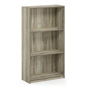 Pemberly Row Engineered Wood 3-Tier Bookcase Storage Shelves in Sonoma Oak