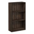 Pemberly Row Wood 3-Tier Bookcase Storage Shelves in Columbia Walnut/Black
