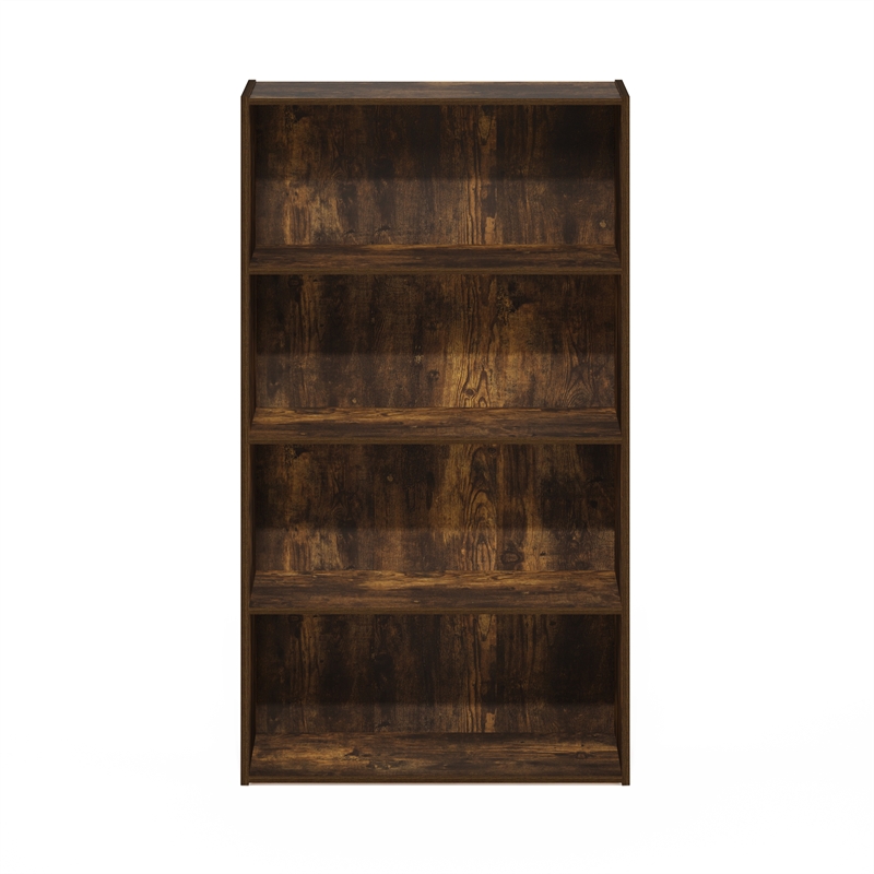 Pemberly Row Contemporary 4-Tier Open Shelf in Amber Pine Finish