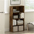 Pemberly Row Contemporary 4-Tier Open Shelf in Amber Pine Finish