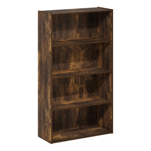 Pemberly Row Contemporary 4-Tier Open Shelf in Amber Pine Finish