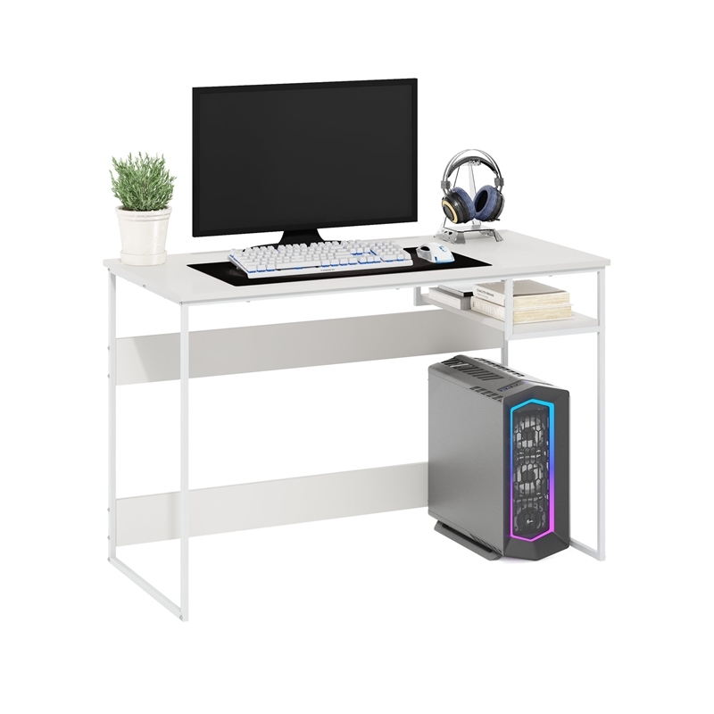 Pemberly Row Contemporary LifeStudy Desk in 45 in Solid White
