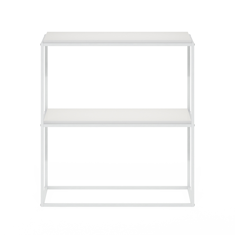 Pemberly Row Contemporary Wide Stackable Shelf in Solid White