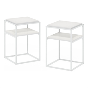 Pemberly Row Contemporary 2-Tier Stackable Shelf in Solid White Set of 2