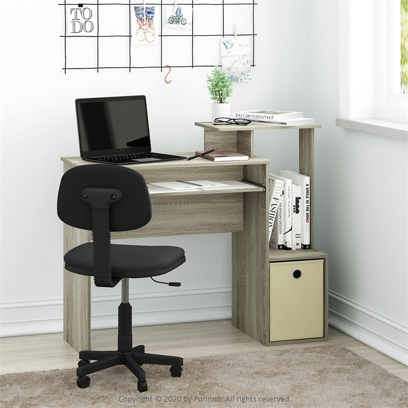 Pemberly Row Wood Multipurpose Computer/Writing Desk in Sonoma Oak/Ivory