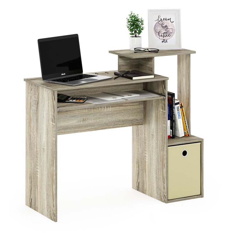 Pemberly Row Wood Multipurpose Computer/Writing Desk in Sonoma Oak/Ivory