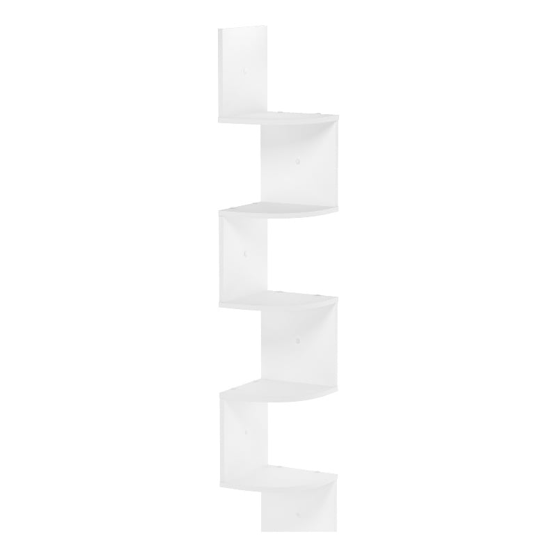 Pemberly Row 5-Tier Wall Mount Floating Radial Corner Shelf in White