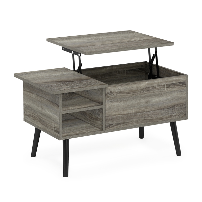 Pemberly Row Living Room Wood Leg Lift Top Coffee Table With French Oak Gray