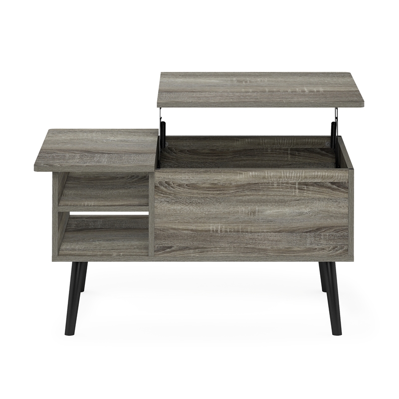 Pemberly Row Living Room Wood Leg Lift Top Coffee Table With French Oak Gray