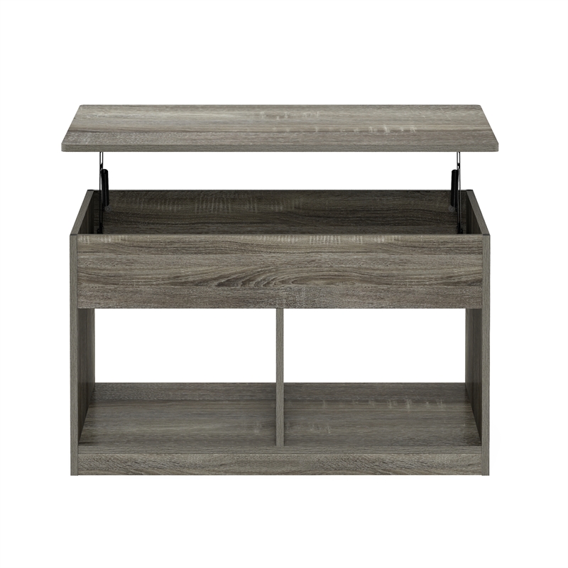 Pemberly Row Living Room Lift Top Coffee Table With Hidden French Oak Gray