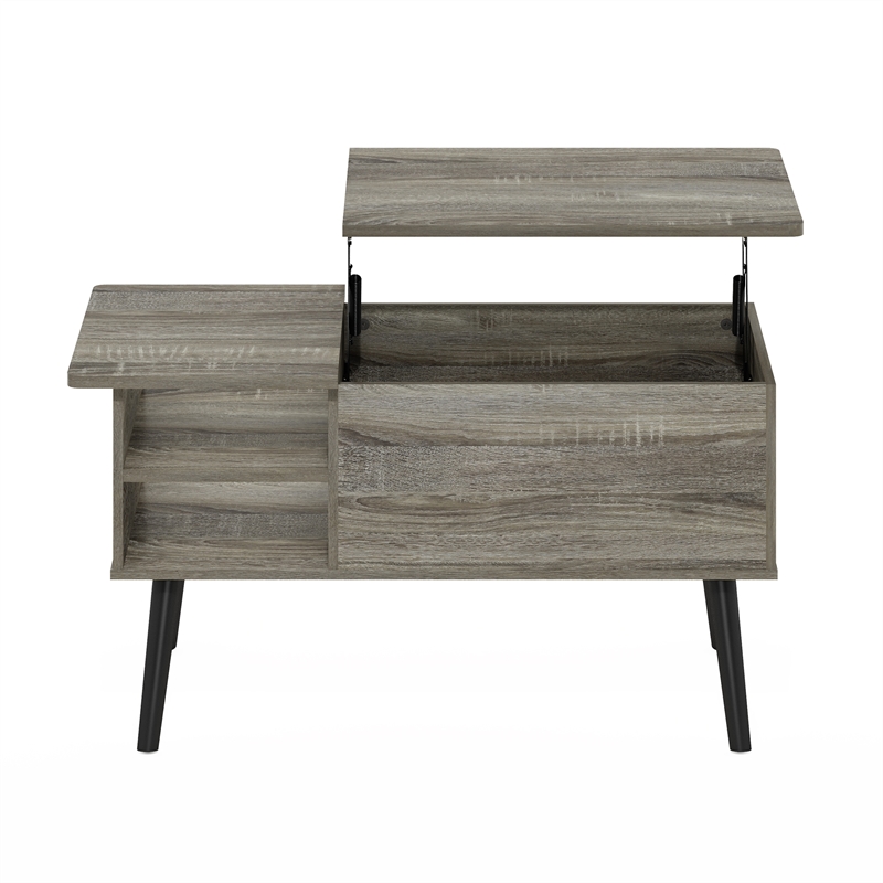 Pemberly Row Wood Leg Lift Top Coffee Table With Hidden French Oak Gray