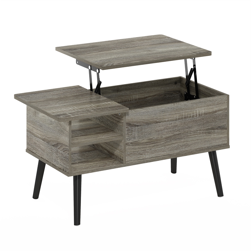 Pemberly Row Wood Leg Lift Top Coffee Table With Hidden French Oak Gray