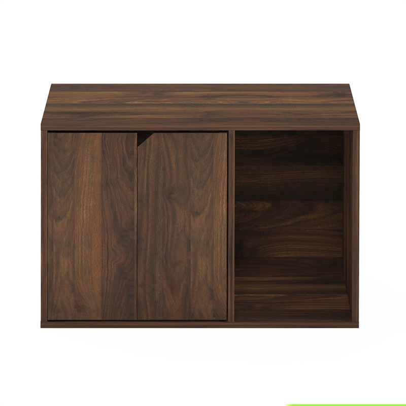 Pemberly Row Contemporary Small Litter Box Enclosure in Columbia Walnut