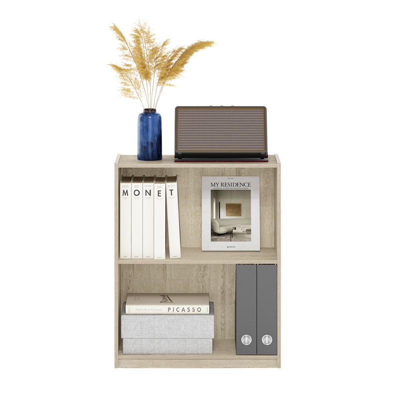 Pemberly Row 2-Tier Open Shelf Bookcase in Metropolitan Pine