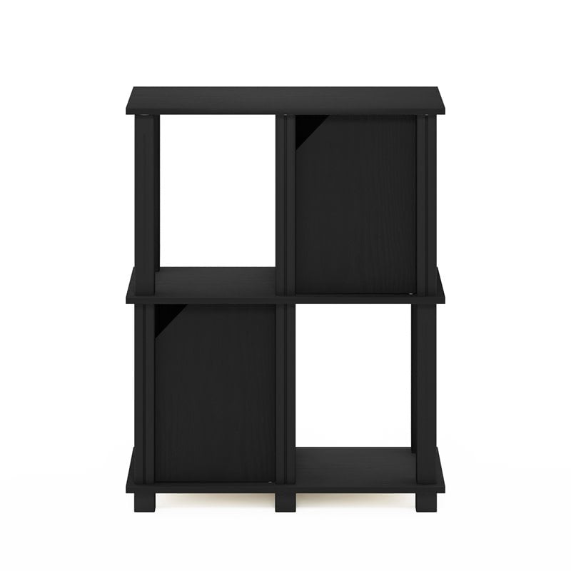 Pemberly Row Engineered Wood 3-Tier Storage Shelf with 2 Doors in Black Oak