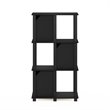 Pemberly Row Engineered Wood 4-Tier Storage Shelf with 3 Doors in Black Oak