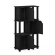 Pemberly Row Engineered Wood 4-Tier Storage Shelf with 3 Doors in Black Oak