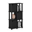 Pemberly Row Engineered Wood 4-Tier Storage Shelf with 3 Doors in Black Oak