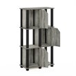 Pemberly Row Engineered Wood 4-Tier Storage Shelf with 3 Doors in Oak Gray