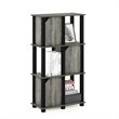 Pemberly Row Engineered Wood 4-Tier Storage Shelf with 3 Doors in Oak Gray