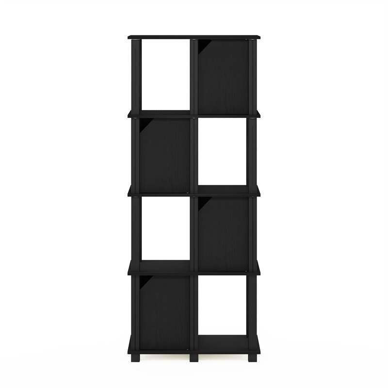 Pemberly Row Engineered Wood 5-Tier Storage Shelf with 4 Doors in Black Oak