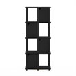 Pemberly Row Engineered Wood 5-Tier Storage Shelf with 4 Doors in Black Oak