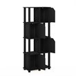 Pemberly Row Engineered Wood 5-Tier Storage Shelf with 4 Doors in Black Oak