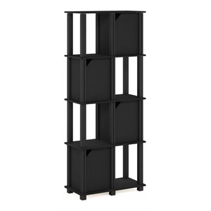 Pemberly Row Engineered Wood 5-Tier Storage Shelf with 4 Doors in Black Oak