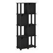 Pemberly Row Engineered Wood 5-Tier Storage Shelf with 4 Doors in Black Oak