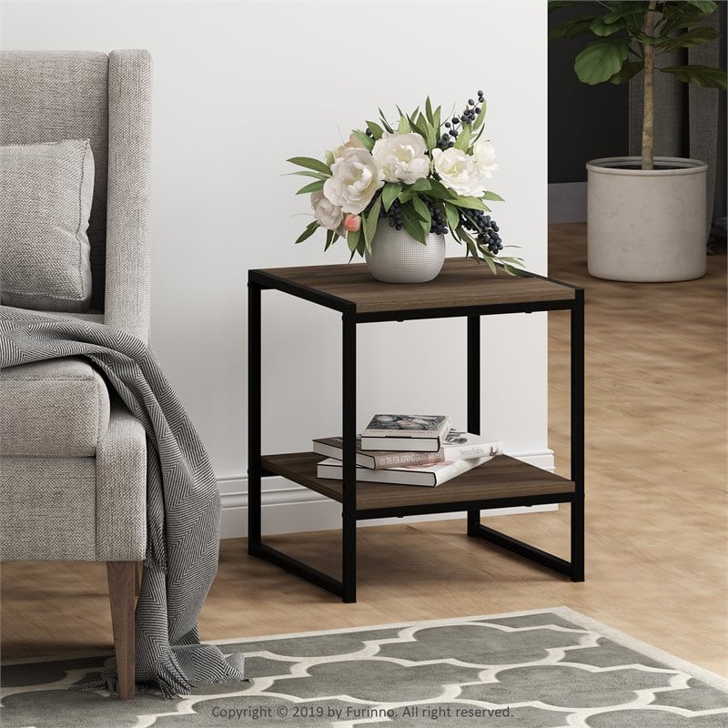 Pemberly Row Engineered Wood Living 2-Tier End Table in Columbia Walnut