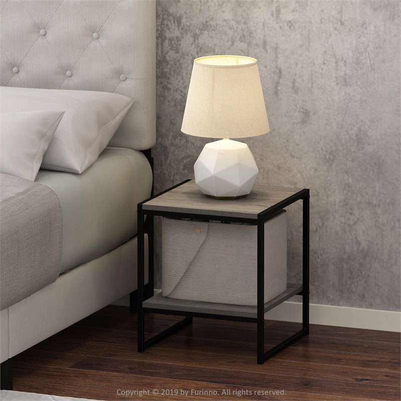 Pemberly Row Engineered Wood Living 2-Tier End Table in French Oak Gray