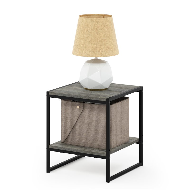 Pemberly Row Engineered Wood Living 2-Tier End Table in French Oak Gray