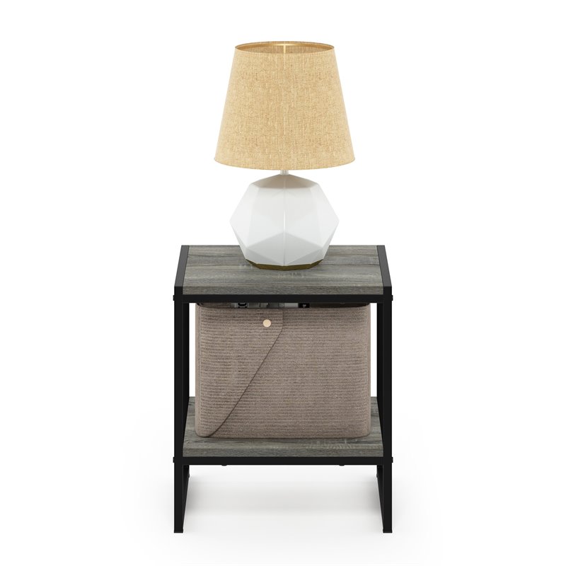 Pemberly Row Engineered Wood Living 2-Tier End Table in French Oak Gray